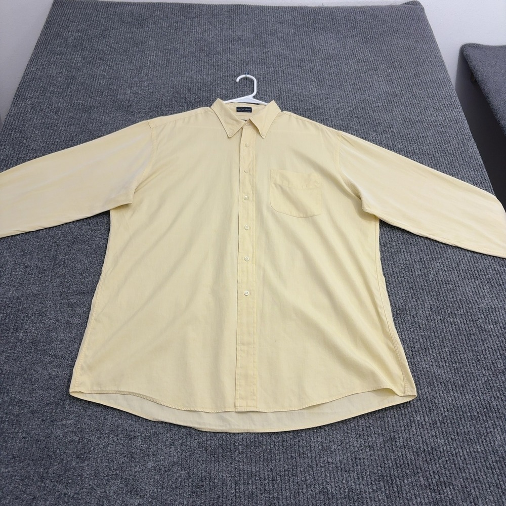 Jos A Bank Shirt Mens 16.5 Yellow Cotton Pinpoint Button Down Office Classic